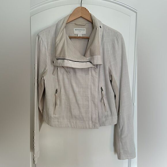 Marrakech by Anthropologie Zip-Front Moto Jacket with Oversized Collar Size S - Picture 5 of 12